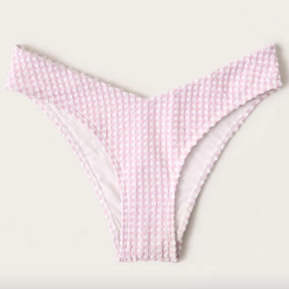 Abercrombie Light Pink Tall-Side High-Leg Cheeky Bottoms size L